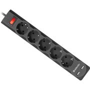 DEFENDER DFS 751 1,8 м, 5 розеток, 2xUSB, 2.1A