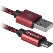 DEFENDER USB08-03T PRO USB2.0 Красный, AM-MicroBM, 1m, 2.1A
