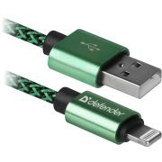 DEFENDER ACH01-03T PRO USB2.0 Зеленый, AM-LightningM,1m,2.1A