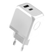 DEFENDER UPA-122 20W,USB A+C,кабель Type-C,бел