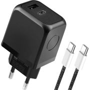 DEFENDER UPA-122 20W,USB A+C,кабель Type-C,черн