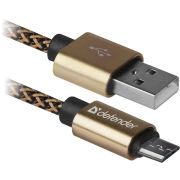 DEFENDER USB08-03T PRO USB2.0 Золотой, AM-MicroBM, 1m, 2.1A