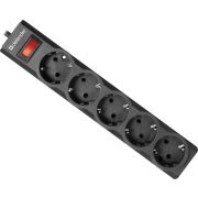 DEFENDER ES largo 3 черный, 3,0 м, 5 розеток