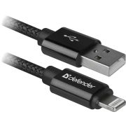 DEFENDER ACH01-03T PRO USB2.0 Черный, AM-LightningM, 1m,2.1A