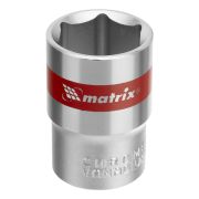 Головка торцевая, 19 мм, шестигранная, CrV, под квадрат 1/2, хромированная Matrix