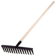 Грабли стальные, 350х1300 мм, 14 витых зубьев, деревянный черенок, Сибртех