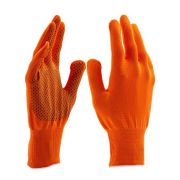 Перчатки Нейлон, ПВХ точка, 13 класс, оранжевые, XL