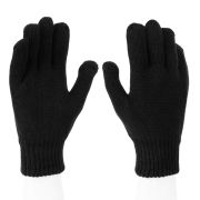 Перчатки трикотажные, акрил, двойные, черный, двойная манжета Сибртех