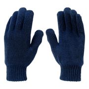 Перчатки трикотажные, акрил, двойные, синий, двойная манжета Сибртех