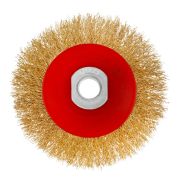 Щетка для УШМ, 100 мм, М14, «тарелка», латунированная витая проволока Matrix