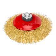 Щетка для УШМ, 125 мм, М14, «тарелка», латунированная витая проволока Matrix