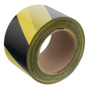 Лента сигнальная, 75 мм х 200 м, черно-желтая Сибртех