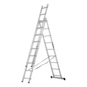 Лестница, 3 х 9 ступеней, алюминиевая, трехсекционная, Сибртех