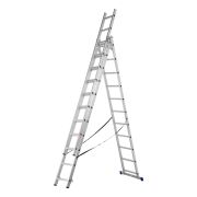 Лестница, 3 х 11 ступеней, алюминиевая, трехсекционная, Сибртех