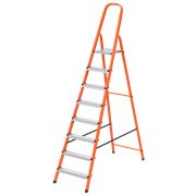 Стремянка, 8 ступеней, стальной профиль, ступени сталь, оранжевая, Сибртех