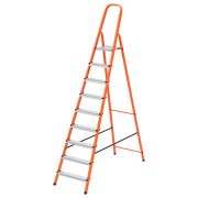 Стремянка, 9 ступеней, стальной профиль, ступени сталь, оранжевая, Сибртех